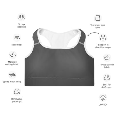 BATTLESHIP GRAY  | Padded Sports Bra